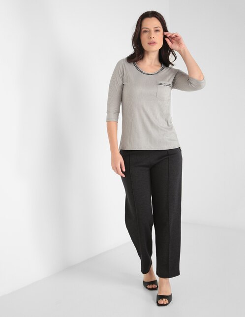 Pantalón La Mode Plus recto jaspeado para mujer en SB