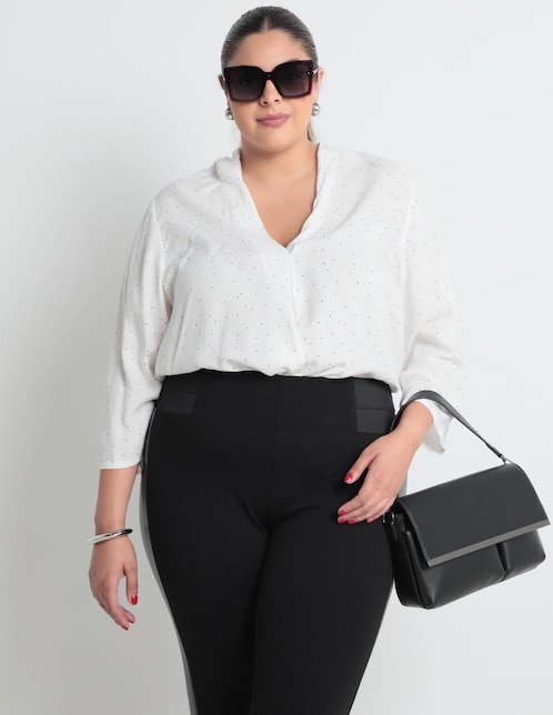 BLUSA CONTEMPO PLUS, 38, HUESO LISO M L