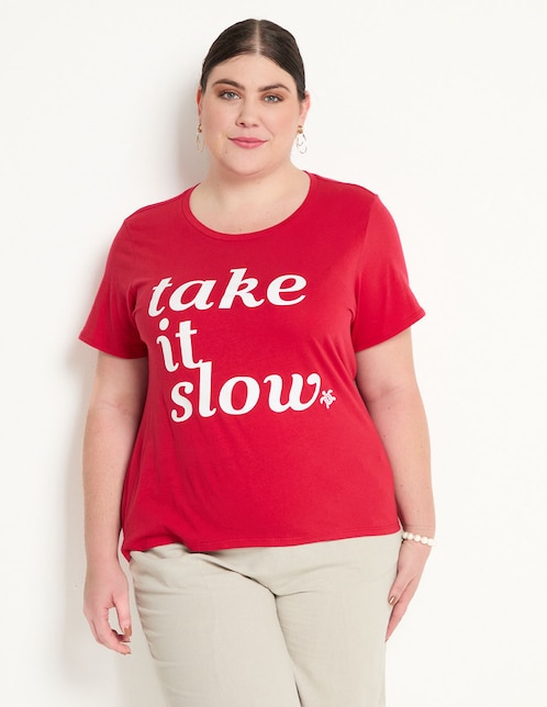 Playera manga corta Weekend Plus cuello redondo para mujer