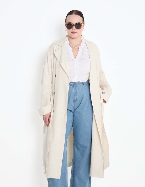 Gabardina con bolsillos Contempo Plus para mujer