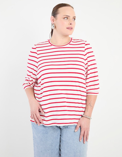 Playera manga 3/4 cuello redondo para mujer 1