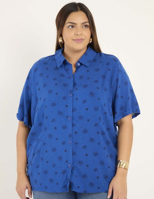 Blusa camisera manga corta para mujer 1