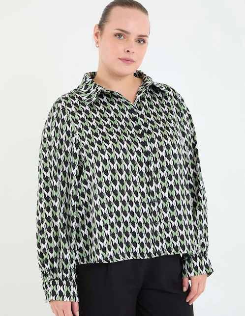 Blusa camisera manga larga para mujer