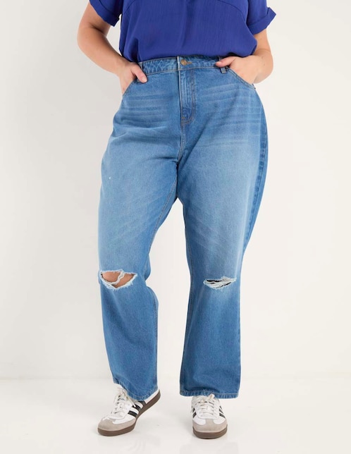 Jeans straight Contempo Plus para mujer