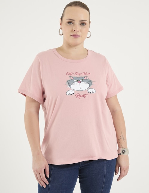 Playera manga corta cuello redondo para mujer 1