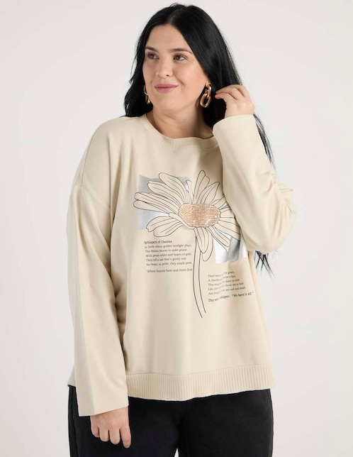 Playera manga larga cuello redondo para mujer 1