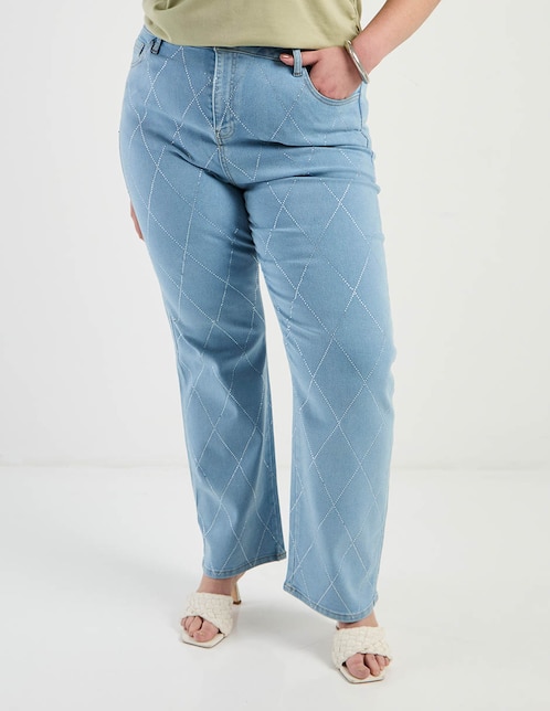Jeans amplio cintura Contempo Plus para mujer