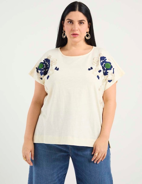 Playera manga corta cuello redondo para mujer 1