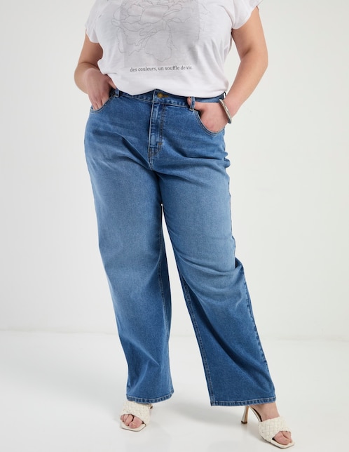 Jeans amplio cintura para mujer 1