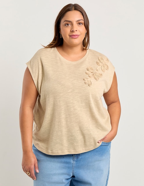 Playera manga corta cuello redondo para mujer 1