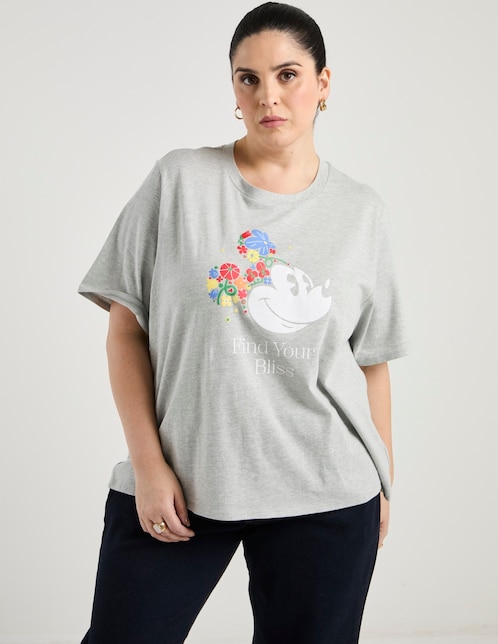 Playera manga al codo Disney Dtr Mickey Mouse cuello redondo para mujer