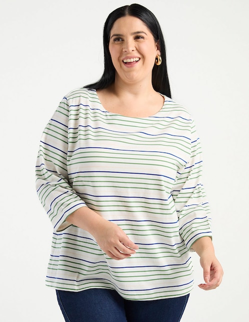 Playera manga 3/4 Weekend Plus cuello redondo para mujer