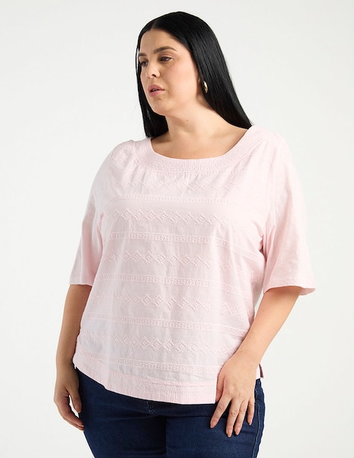 Playera manga corta cuello redondo para mujer 1