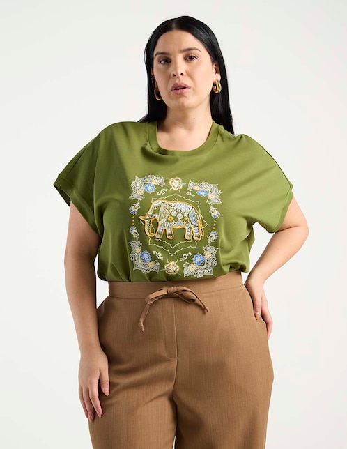 Playera manga corta cuello redondo para mujer 1