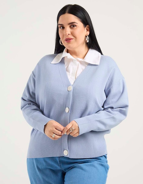 Suéter Contempo Plus cuello V para mujer