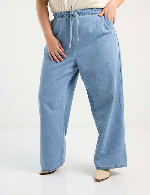 Jeans easy pant wide leg para mujer 1