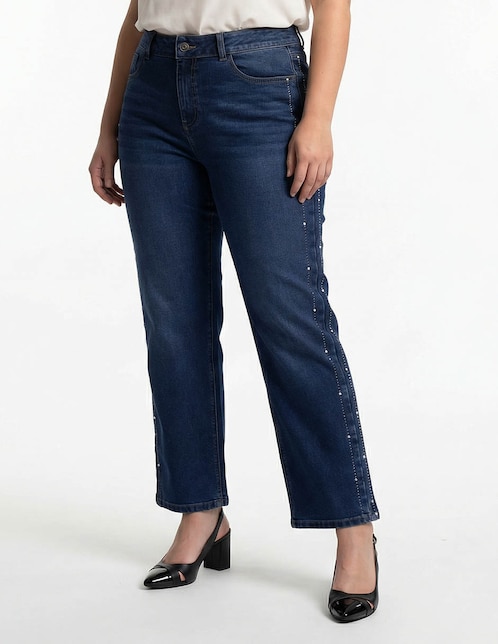 Jeans straight cintura media para mujer 1