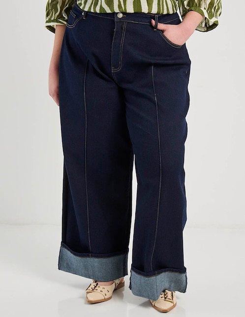 Jeans amplio a la cintura para mujer 1
