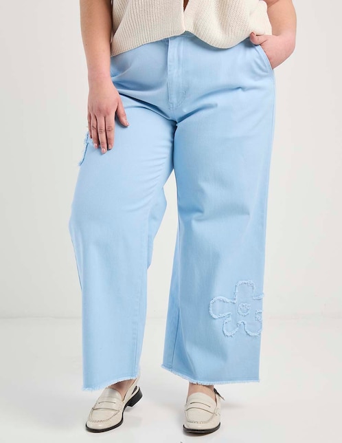 Jeans wide leg a la cintura para mujer 1