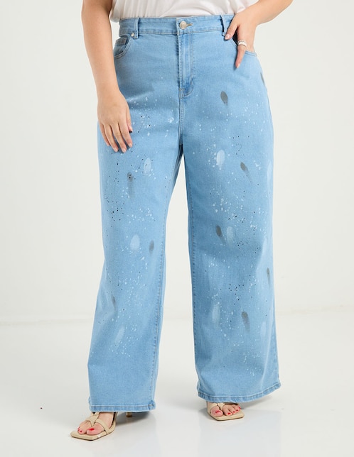 Jeans relaxed wide leg para mujer 1