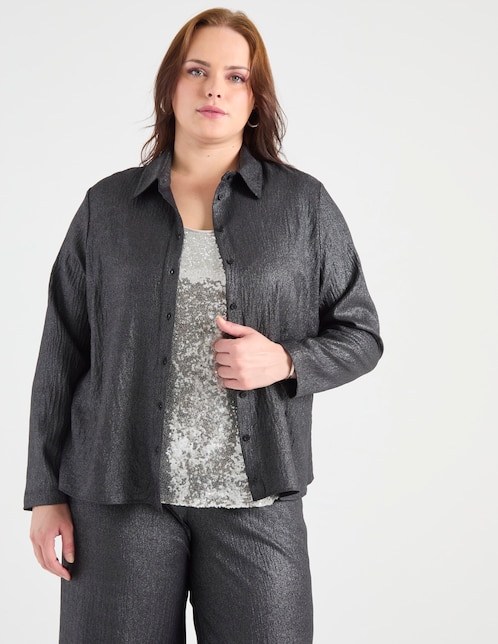 Blusa camisera manga larga para mujer