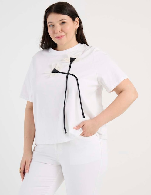 Blusa manga corta cuello redondo para mujer 1