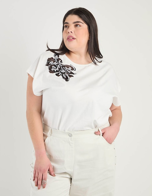 Playera manga corta cuello redondo para mujer 1