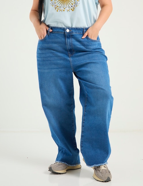 Jeans relaxed wide leg para mujer 1