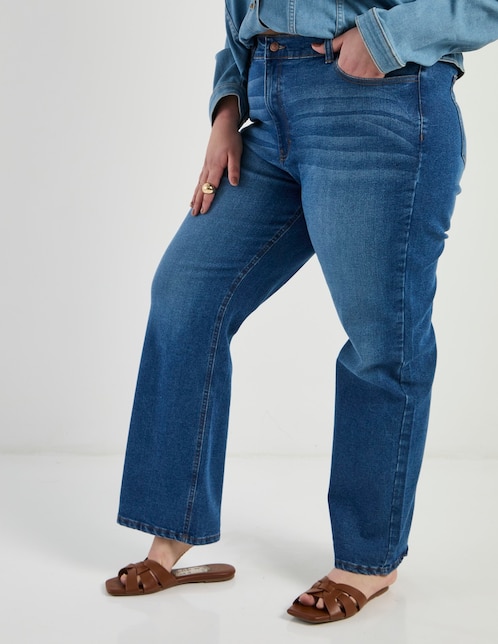 Jeans straight corte cintura para mujer 1