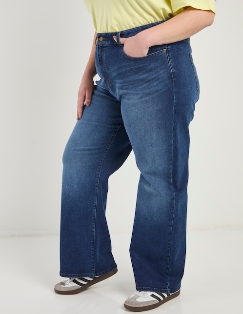 Jeans relaxed amplio cintura alta para mujer 1