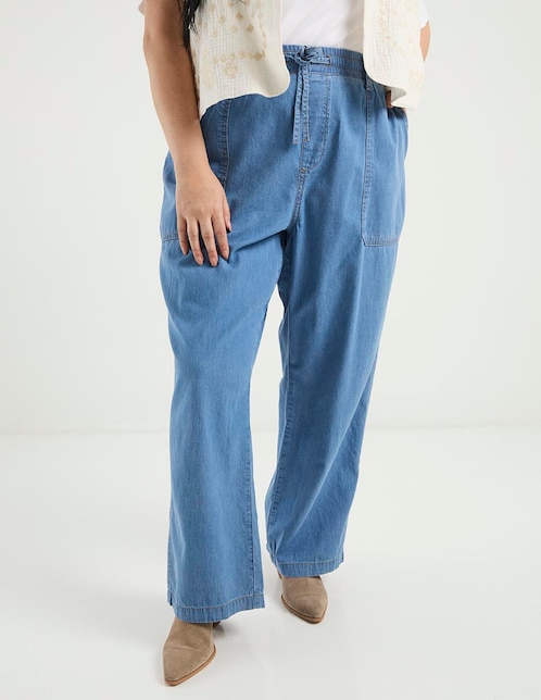 Jeans easy pant wide leg para mujer 1