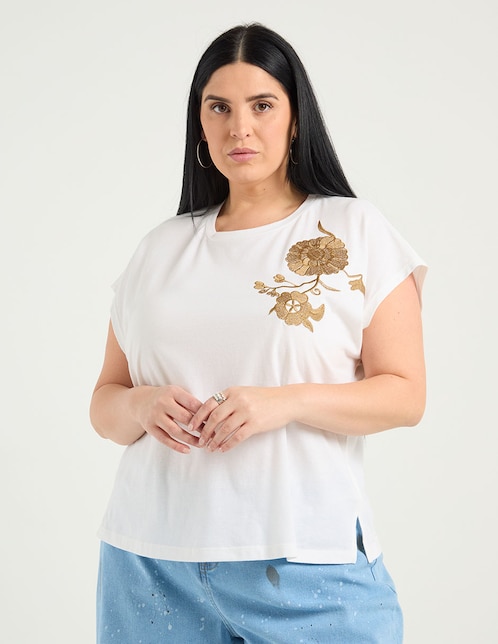 Playera manga corta cuello redondo para mujer 1