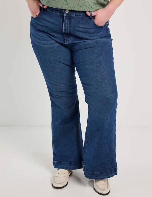 Jeans straight a la cintura para mujer 1