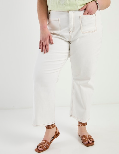 Jeans amplio cintura Contempo Plus para mujer