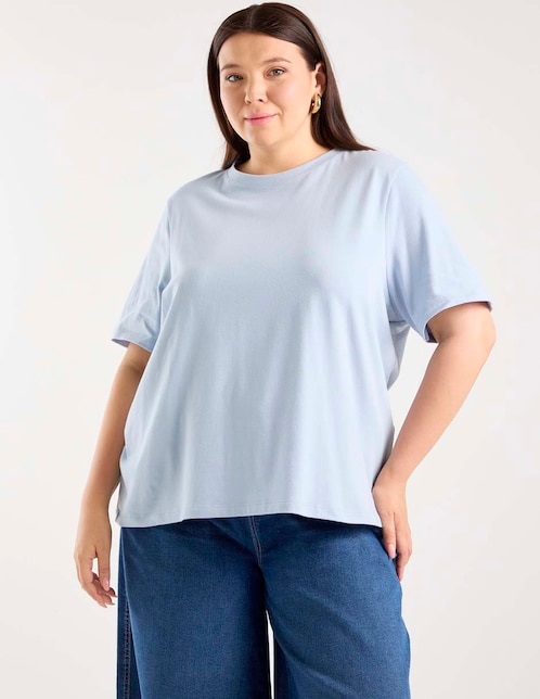 Playera manga al codo cuello redondo para mujer 1