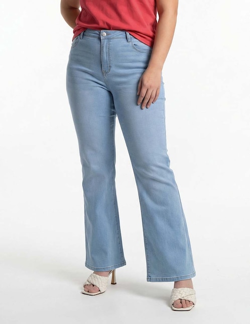 Jeans amplio cintura media para mujer 1