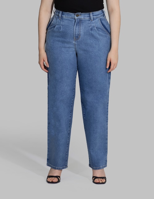Jeans straight cintura alta Oh Pomp para mujer