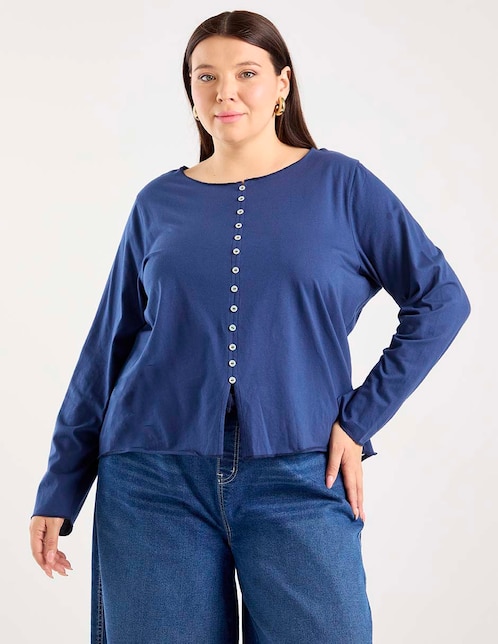 Playera manga larga Weekend Plus cuello redondo para mujer