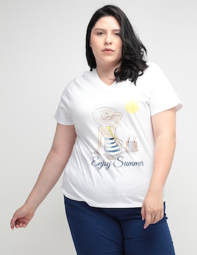 Playera Manga Corta Cuello Redondo Para Mujer