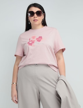 Playera Manga Corta Contempo Plus Cuello Redondo Para Mujer