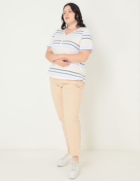 Playera manga corta Weekend Plus cuello V para mujer
