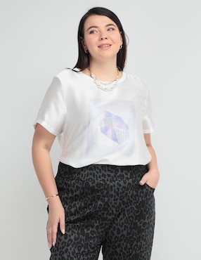 Playera Manga Corta Contempo Plus Cuello Redondo Para Mujer