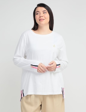 Playera Manga Larga Weekend Plus Cuello Redondo Para Mujer