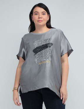 Playera Manga Corta Contempo Plus Cuello Redondo Para Mujer