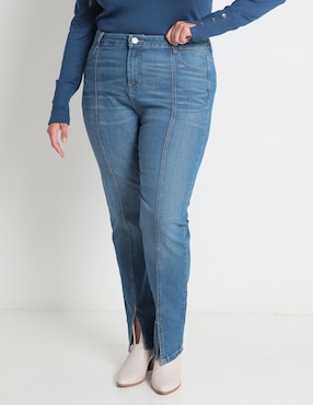 Jeans Straight Contempo Plus Corte Cintura Alta Para Mujer