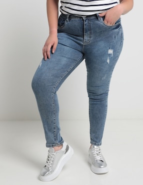 Jeans Skinny Contempo Plus Corte Cintura Para Mujer