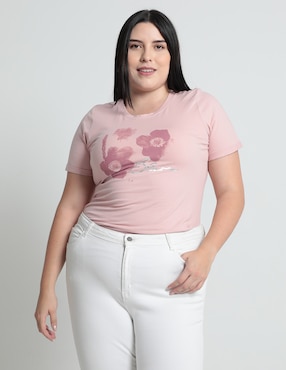 Playera Manga Corta Contempo Plus Cuello Redondo Para Mujer