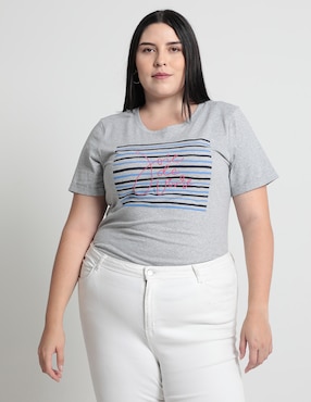 Playera Manga Corta Contempo Plus Cuello Redondo Para Mujer