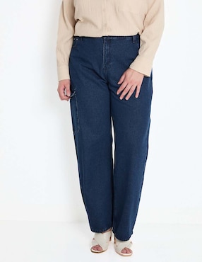 Jeans Wide Leg Contempo Plus Corte Cintura Alta Para Mujer