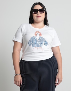 Playera Manga Corta Contempo Plus Cuello Redondo Para Mujer